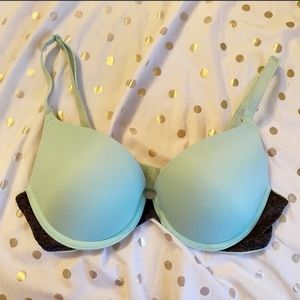 PINK Push-up Bra 34B Mint Grey Padded Victoria’s Secret Sexy Comfortable